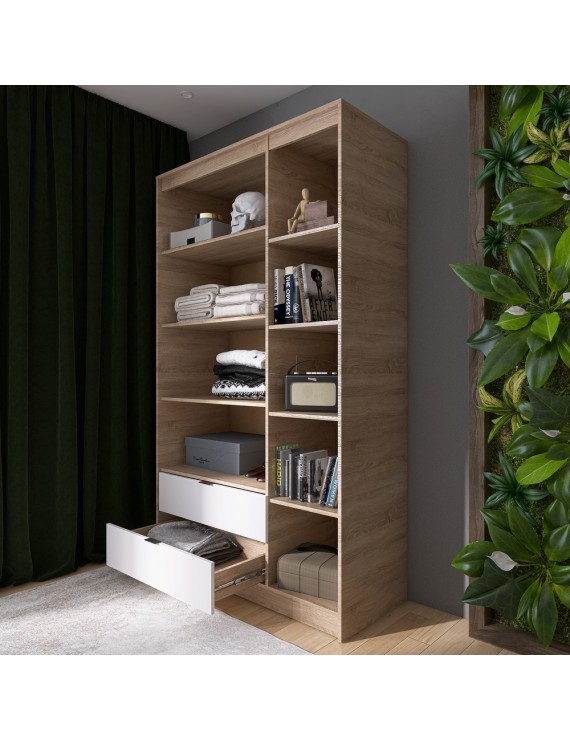 Шафа розпашна для одягу з висувними шухлядами (полиці- полиці) Еверест Сіті-1200 120,2х50х204,6 см Дуб сонома/Білий (DTM-071128)