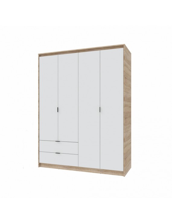Шафа розпашна для одягу з висувними шухлядами (полиці - штанга) Еверест Сіті-1600 160,2х50х204,6 см Дуб сонома/Білий (DTM-071118)
