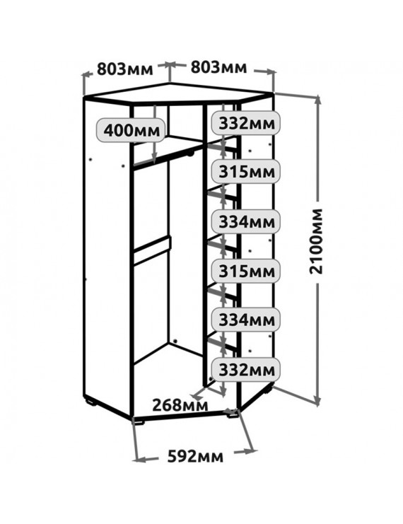 Шафа кутова Еверест Бриз ШКУ-14 Дуб сонома/Білий (DTM-073874)