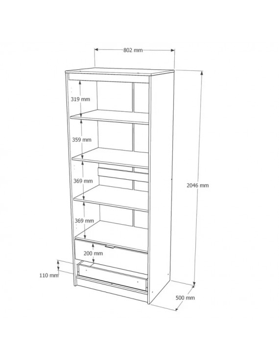 Шафа для одягу з 2 полицями над висувними шухлядами Еверест Сіті-800 80,2х50х204,6 см Дуб сонома/Білий (DTM-071141)