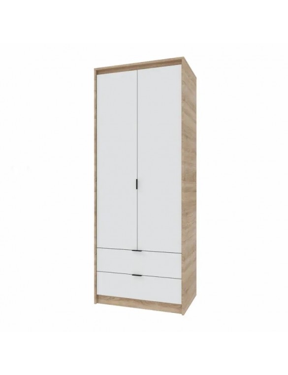 Шафа для одягу з 2 полицями над висувними шухлядами Еверест Сіті-800 80,2х50х204,6 см Дуб сонома/Білий (DTM-071141)
