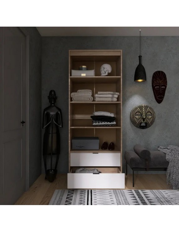 Шафа для одягу з 2 полицями над висувними шухлядами Еверест Сіті-800 80,2х50х204,6 см Дуб сонома/Білий (DTM-071141)