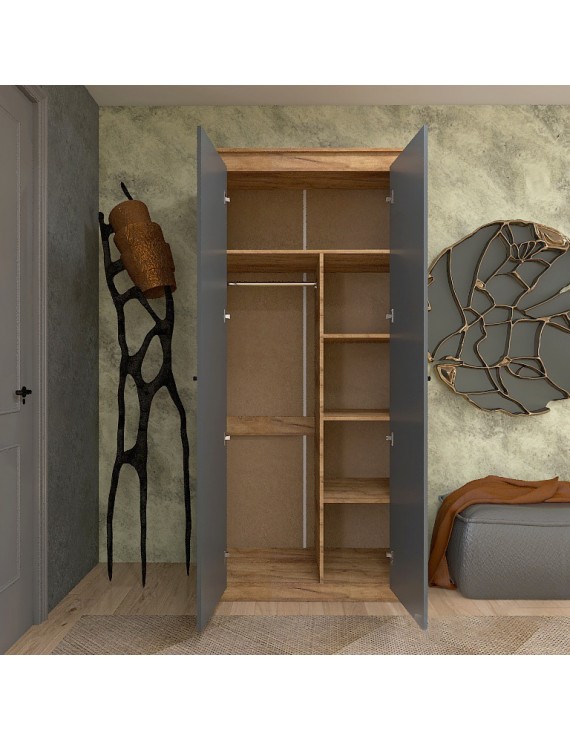 Шафа дводверна Еверест Нордік-990 Графіт + Дуб крафт золотий (DTM-5536)