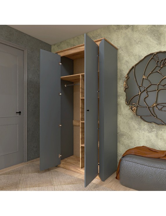 Шафа дводверна Еверест Нордік-990 Графіт + Дуб крафт золотий (DTM-5536)