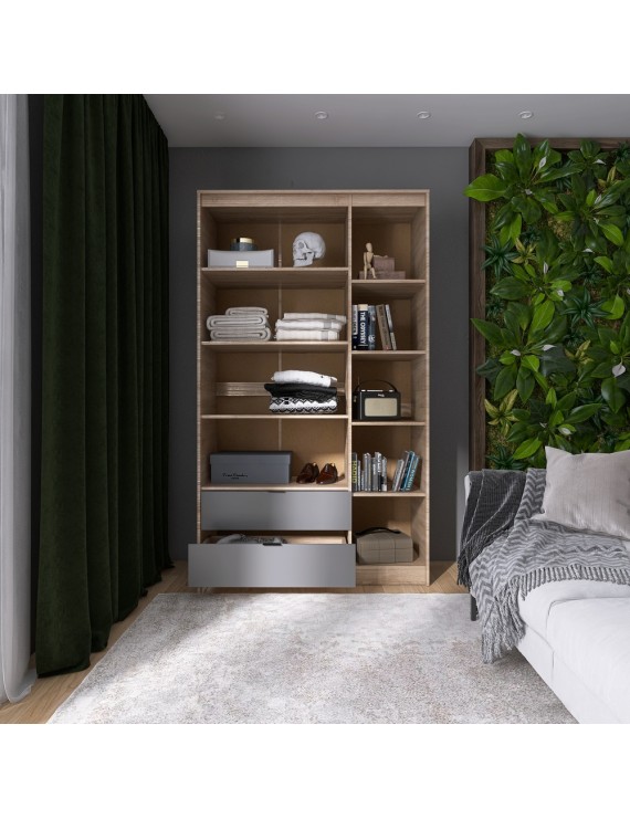 Шафа розпашна для одягу з висувними шухлядами (полиці- полиці) Еверест Сіті-1200 120,2х50х204,6 см Дуб сонома/Графіт (DTM-071129)