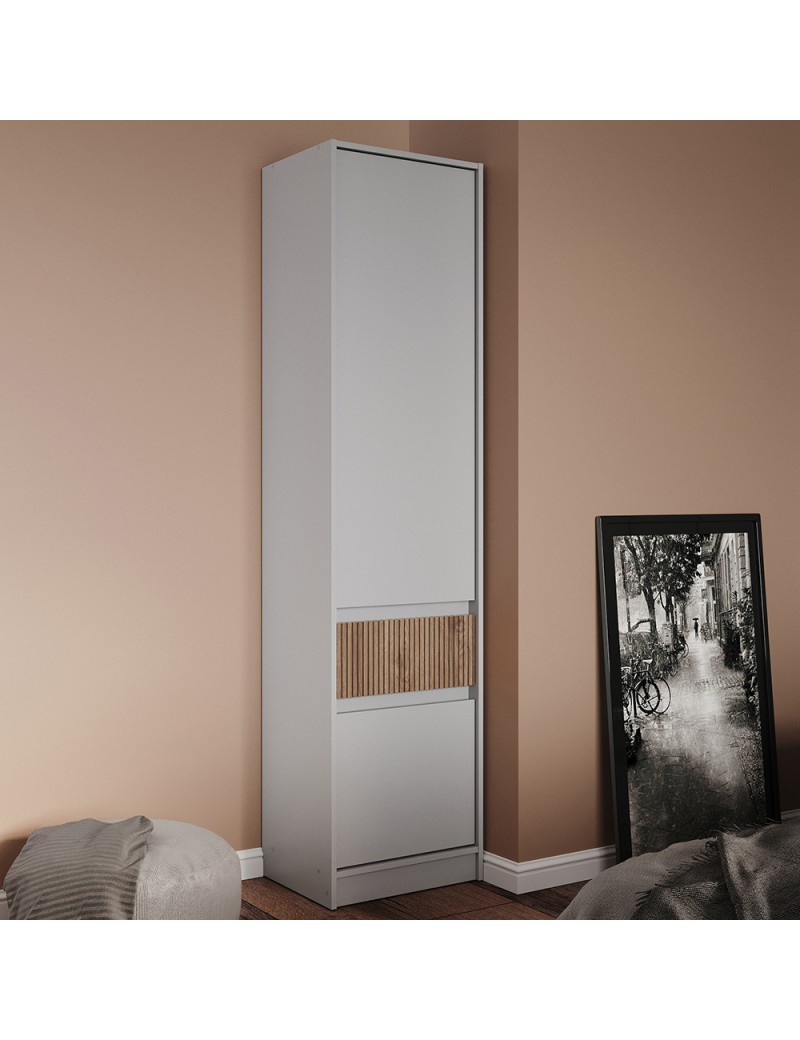 Шафа-пенал закрита з полицями та шухлядою Еверест Стайл-500 50х39х203 см Кашемір/Канелла (DTM-073572)