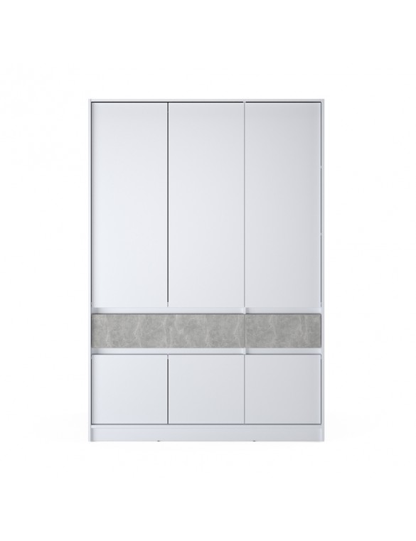 Шафа розпашна для одягу з висувними шухлядами (полиці - штанга) Эверест Стайл-1400 140х53х203 см Німфея Альба (білий)/Бетон (DTM-071152)