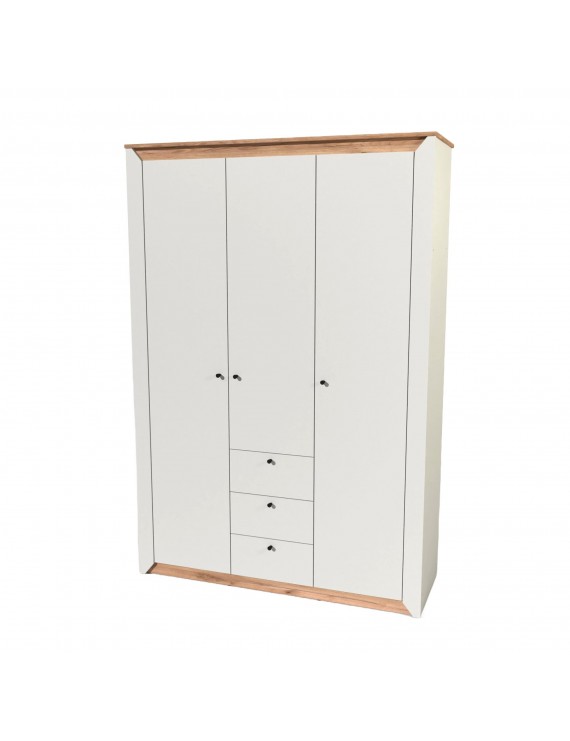 Шафа тридверна Еверест Нордік-1400 Білий + Дуб крафт золотий (DTM-5537)