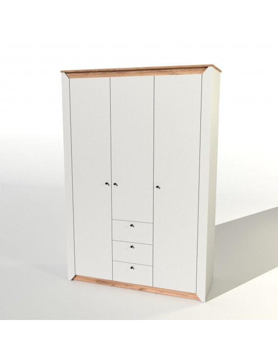 Шафа тридверна Еверест Нордік-1400 Білий + Дуб крафт золотий (DTM-5537)