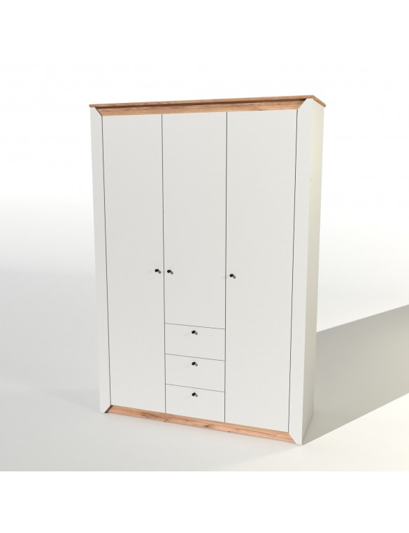 Шафа тридверна Еверест Нордік-1400 Білий + Дуб крафт золотий (DTM-5537)