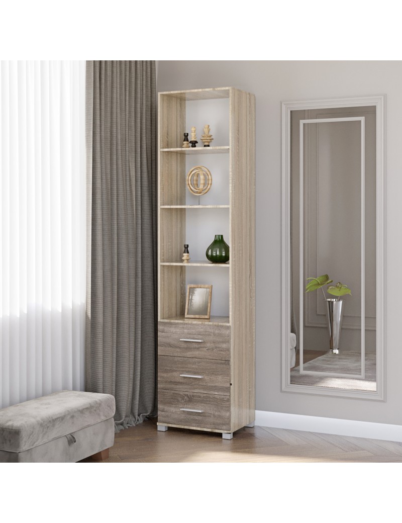 Шафа-пенал відкрита з ящиками Еверест Бриз-16 сонома + трюфель (DTM-2284)