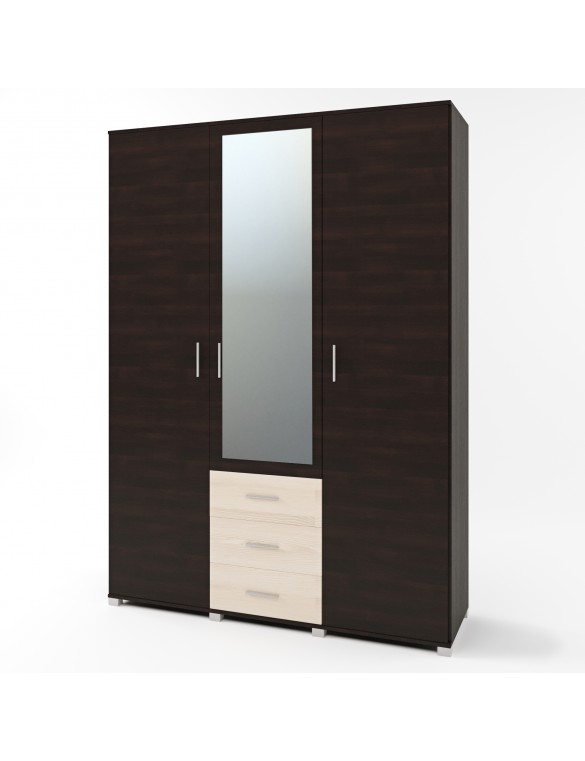 Шафа розпашна велика з дзеркалом Еверест Бриз ШП-5 венге + дуб молочний (DTM-2482)