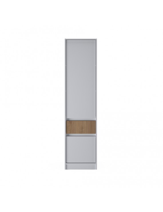 Шафа-пенал закрита з полицями та шухлядою Еверест Стайл-500 50х39х203 см Німфея Альба (білий)/Канелла (DTM-073573)