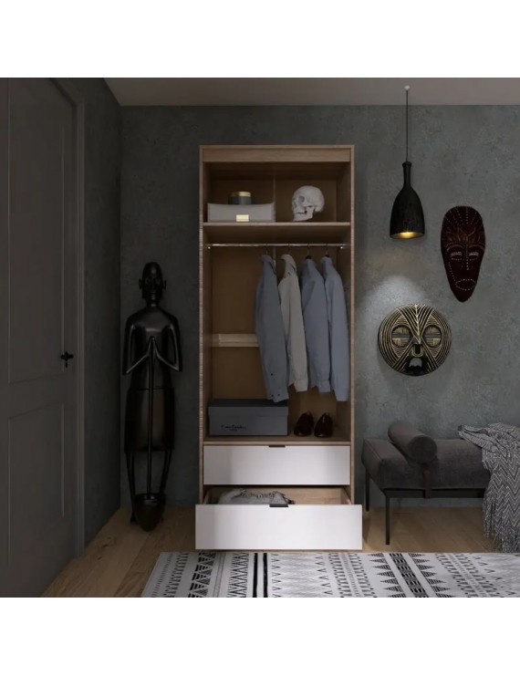 Шафа для одягу з висувними шухлядами Еверест Сіті-800 80,2х50х204,6 см Дуб сонома/Білий (DTM-071143)