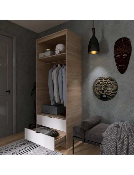 Шафа для одягу з висувними шухлядами Еверест Сіті-800 80,2х50х204,6 см Дуб сонома/Білий (DTM-071143)