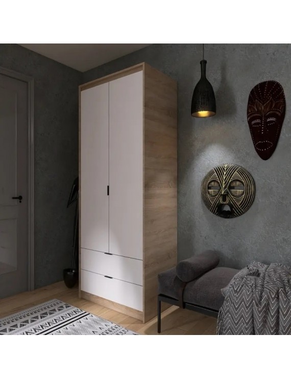 Шафа для одягу з висувними шухлядами Еверест Сіті-800 80,2х50х204,6 см Дуб сонома/Білий (DTM-071143)