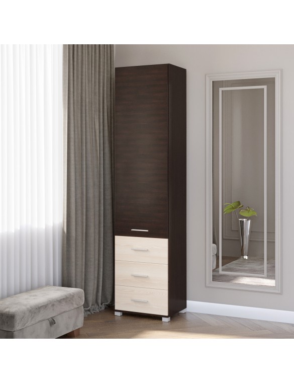 Шафа-пенал закрита з ящиками Еверест Бриз-17 венге + дуб молочний (DTM-2273)