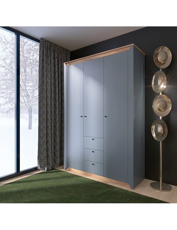 Шафа тридверна Еверест Нордік-1400 Графіт + Дуб крафт золотий (DTM-5538)