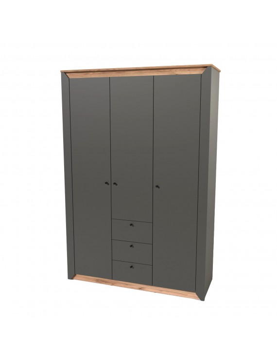 Шафа тридверна Еверест Нордік-1400 Графіт + Дуб крафт золотий (DTM-5538)