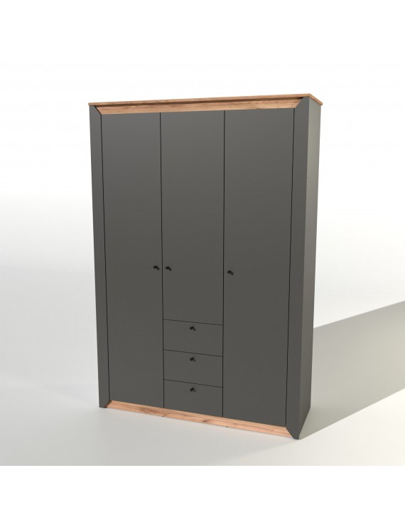 Шафа тридверна Еверест Нордік-1400 Графіт + Дуб крафт золотий (DTM-5538)