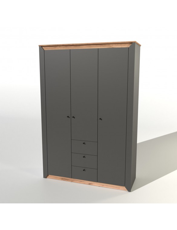 Шафа тридверна Еверест Нордік-1400 Графіт + Дуб крафт золотий (DTM-5538)