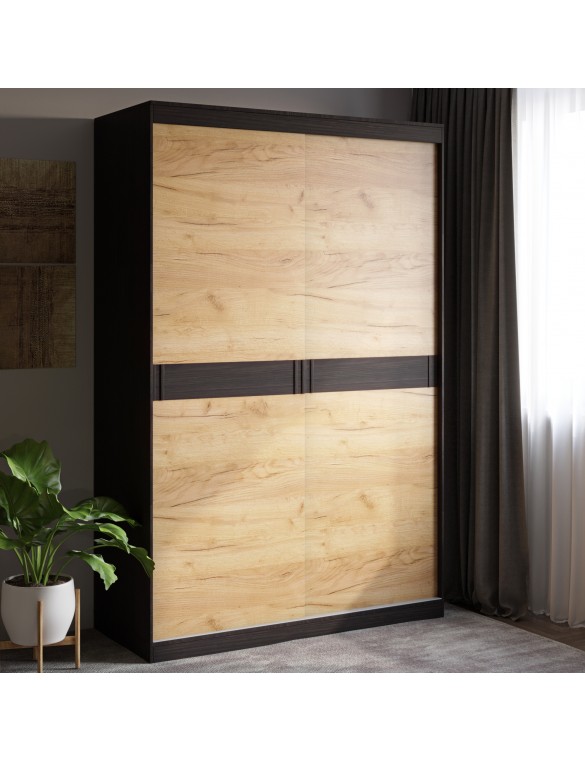 Шафа-купе Еверест Соната 1400 дводверна 140х60х217 венге темний + дуб крафт золотий (DTM-2396)