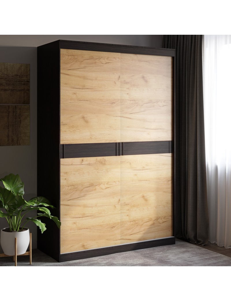 Шафа-купе Еверест Соната 1400 дводверна 140х60х217 венге темний + дуб крафт золотий (DTM-2396)