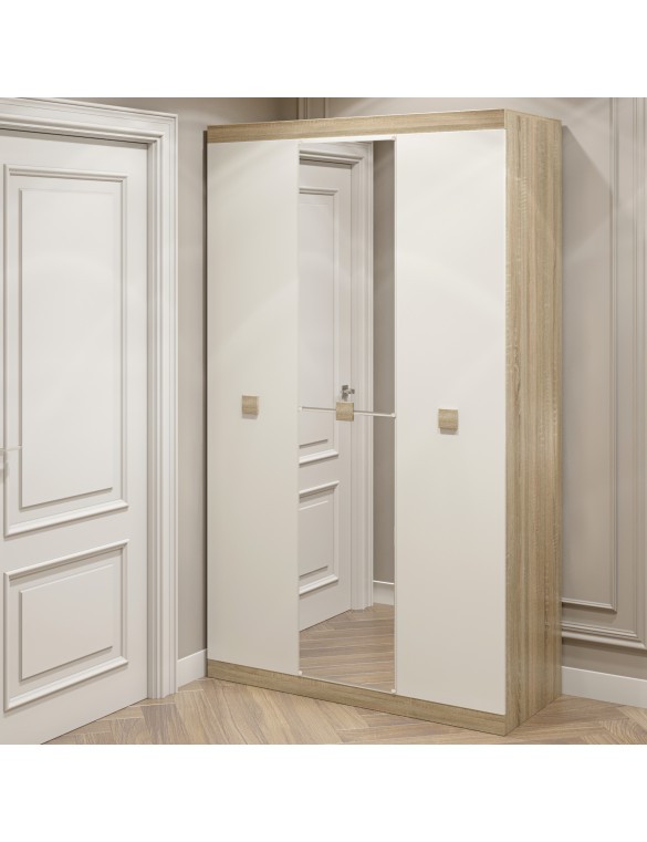 Шафа 3-х дверна Еверест Соната-1200 з дзеркалом дуб сонома + білий (DTM-2636)