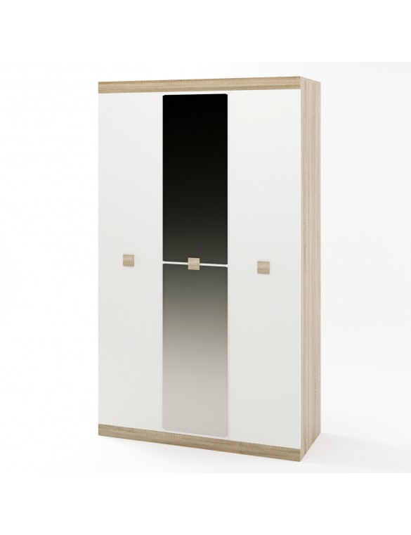 Шафа 3-х дверна Еверест Соната-1200 з дзеркалом дуб сонома + білий (DTM-2636)