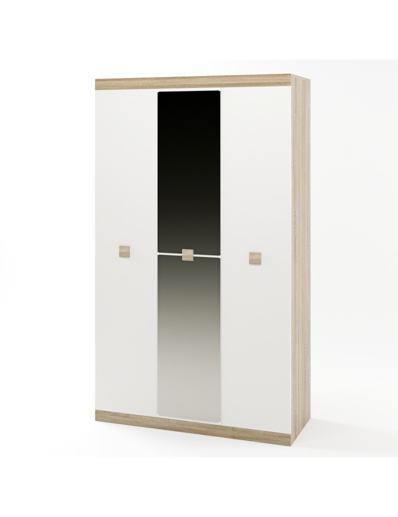 Шафа 3-х дверна Еверест Соната-1200 з дзеркалом дуб сонома + білий (DTM-2636)