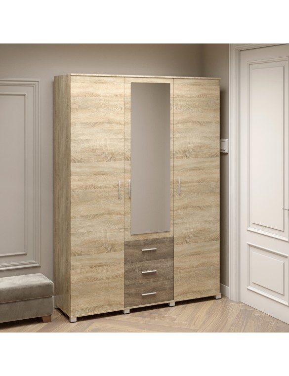 Шафа розпашна велика з дзеркалом Еверест Бриз ШП-5 сонома + трюфель (DTM-2483)