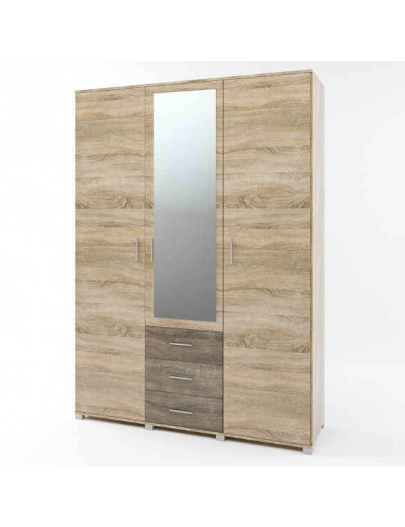 Шафа розпашна велика з дзеркалом Еверест Бриз ШП-5 сонома + трюфель (DTM-2483)