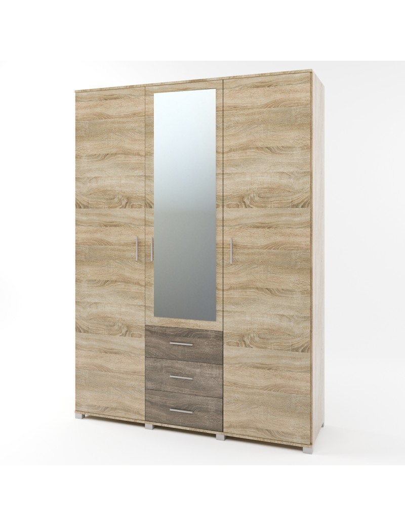 Шафа розпашна велика з дзеркалом Еверест Бриз ШП-5 сонома + трюфель (DTM-2483)