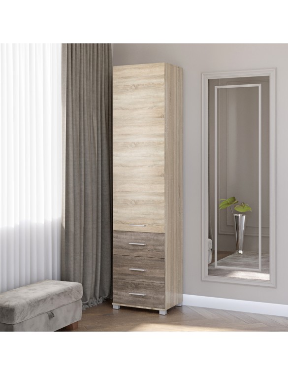 Шафа-пенал закрита з ящиками Еверест Бриз-17 сонома + трюфель (DTM-2274)