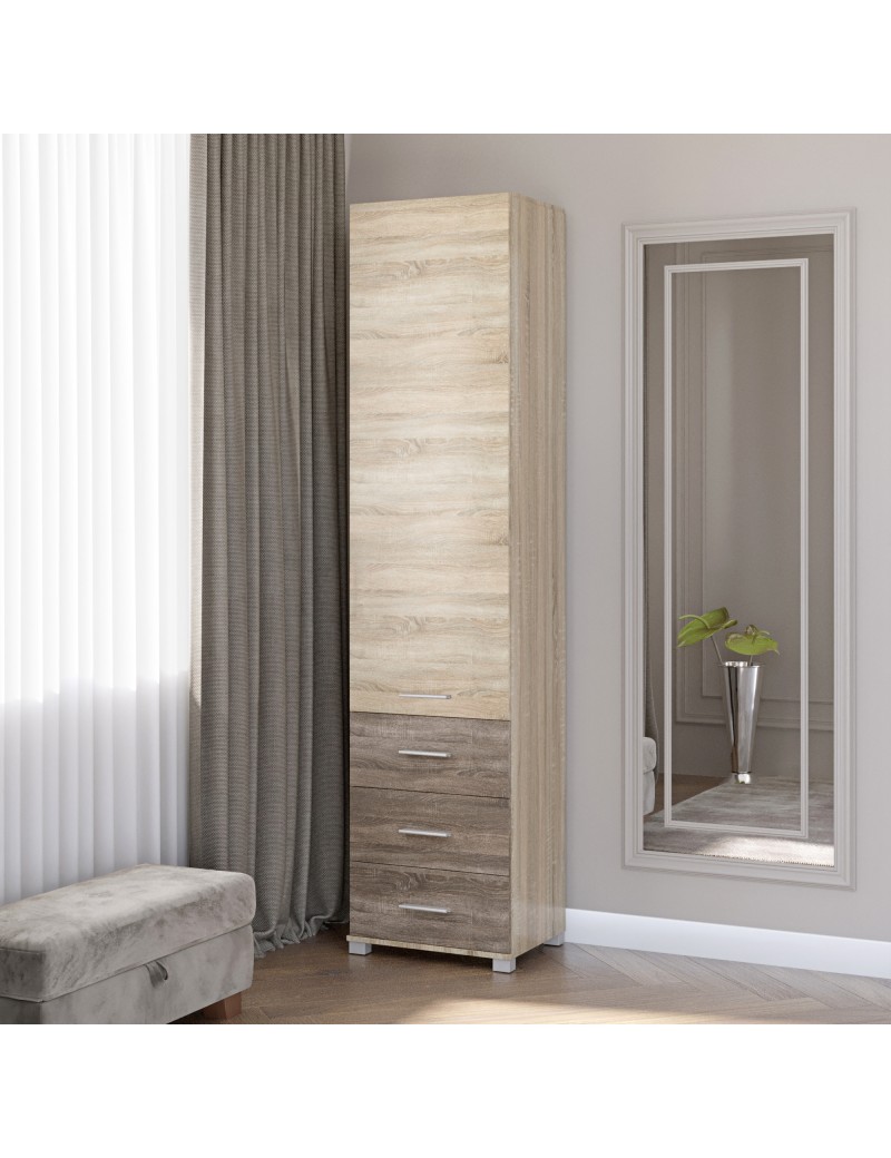 Шафа-пенал закрита з ящиками Еверест Бриз-17 сонома + трюфель (DTM-2274)