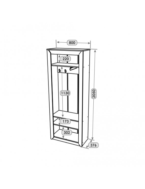 Шафа-пенал із дзеркалом Еверест Нордік-800 Білий + Дуб крафт золотий (DTM-5539)