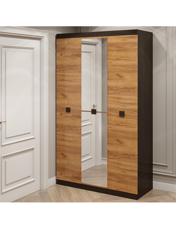 Шафа 3-х дверна Еверест Соната-1200 з дзеркалом венге темний + дуб крафт золотий (DTM-2637)