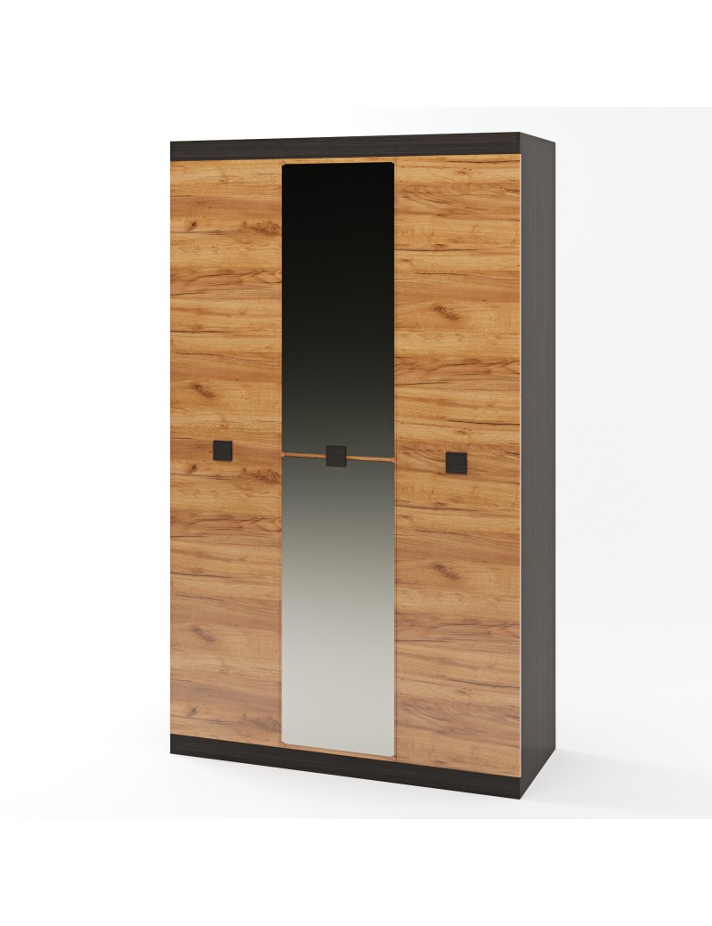 Шафа 3-х дверна Еверест Соната-1200 з дзеркалом венге темний + дуб крафт золотий (DTM-2637)