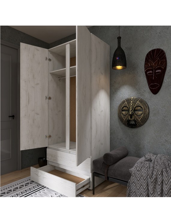 Шафа дводверна Еверест ШЛ-2 Лайт Дуб Крафт білий (DTM-071084)