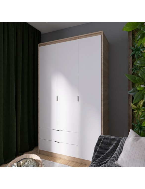 Шафа розпашна для одягу з висувними шухлядами (штанга-штанга) Еверест Сіті-1200 120,2х50х204,6 см Дуб сонома/Білий (DTM-071098)