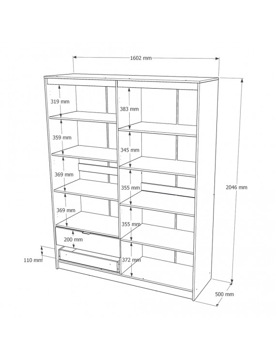 Шафа розпашна для одягу з висувними шухлядами (полиці- полиці) Еверест Сіті-1600 160,2х50х204,6 см Дуб сонома/Білий (DTM-071122)