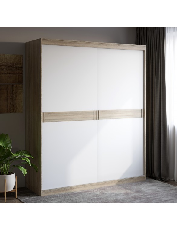 Шафа-купе Еверест Соната 1800 дводверна 180х60х217 дуб сонома+білий (DTM-2398)