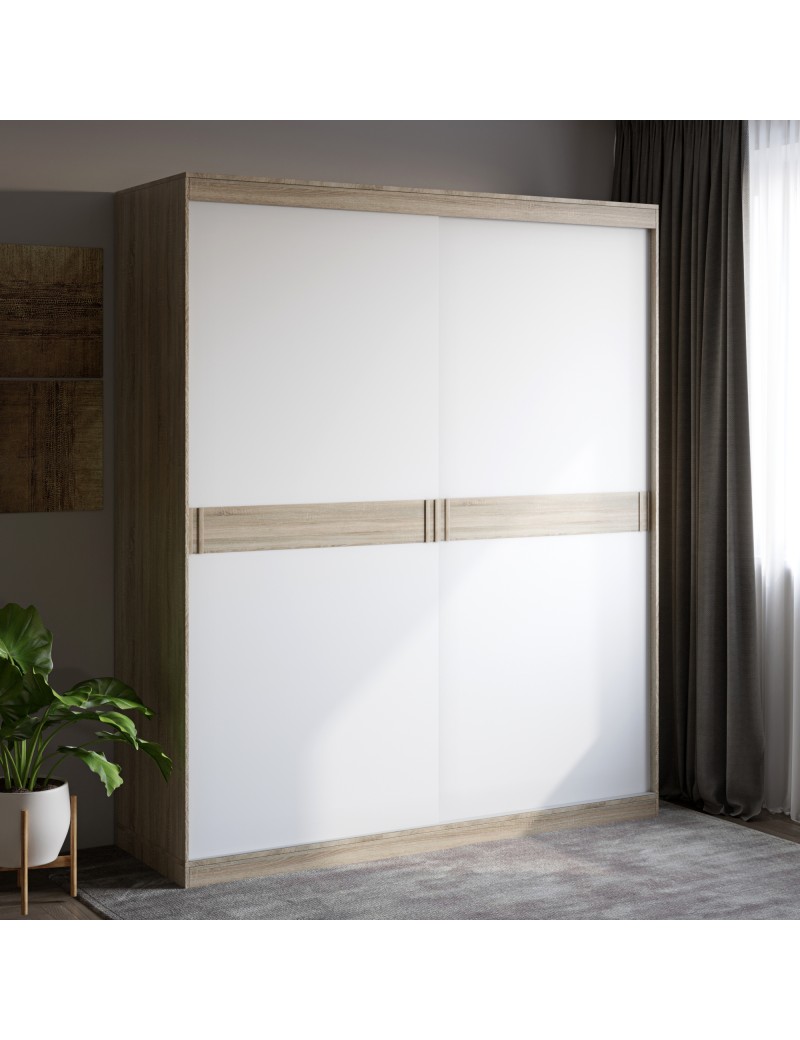 Шафа-купе Еверест Соната 1800 дводверна 180х60х217 дуб сонома+білий (DTM-2398)
