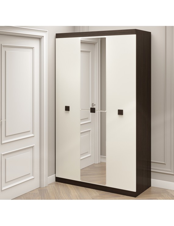 Шафа 3-х дверна Еверест Соната-1200 з дзеркалом венге темний + білий (DTM-2638)