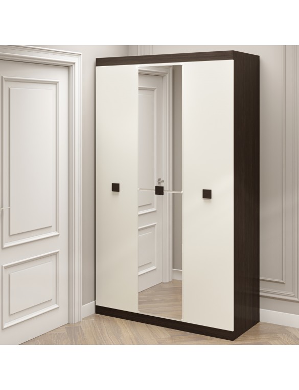 Шафа 3-х дверна Еверест Соната-1200 з дзеркалом венге темний + білий (DTM-2638)