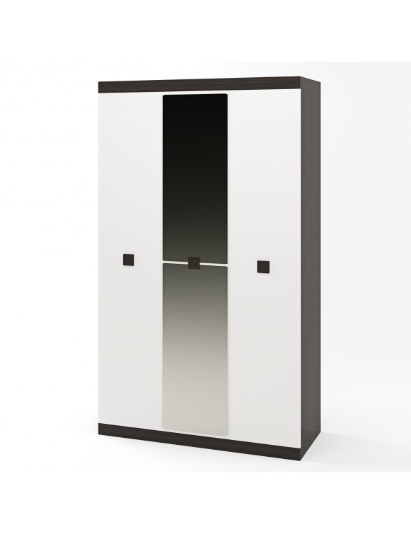 Шафа 3-х дверна Еверест Соната-1200 з дзеркалом венге темний + білий (DTM-2638)