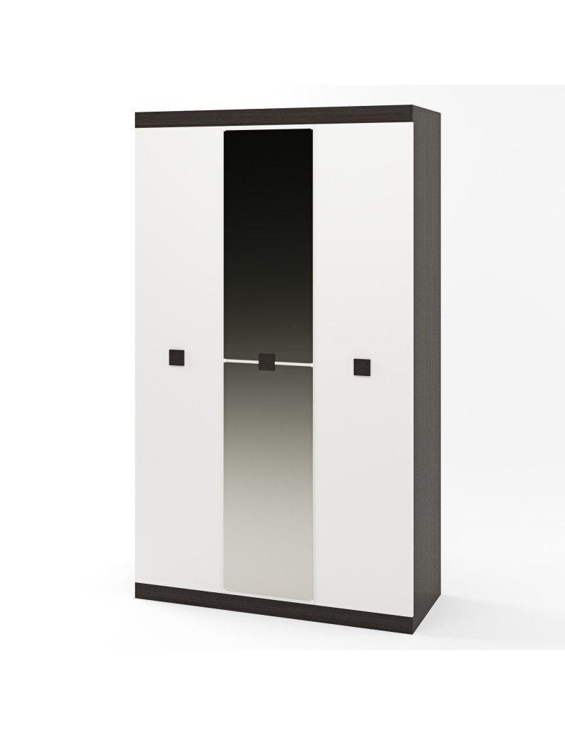 Шафа 3-х дверна Еверест Соната-1200 з дзеркалом венге темний + білий (DTM-2638)