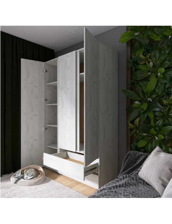 Шафа тридверна Еверест ШЛ-3 Лайт Дуб Крафт білий (DTM-071085)