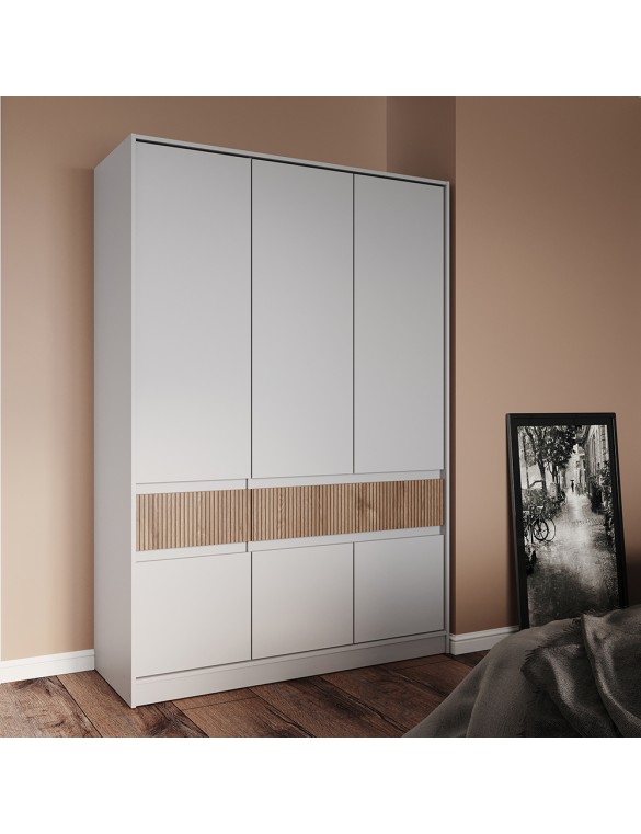 Шафа розпашна для одягу з висувними шухлядами (полиці - штанга) Эверест Стайл-1400 140х53х203 см Кашемір/Канелла (DTM-073576)