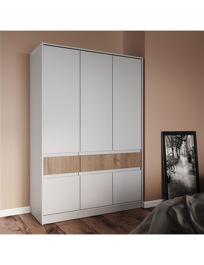 Шафа розпашна для одягу з висувними шухлядами (полиці - штанга) Эверест Стайл-1400 140х53х203 см Кашемір/Канелла (DTM-073576)